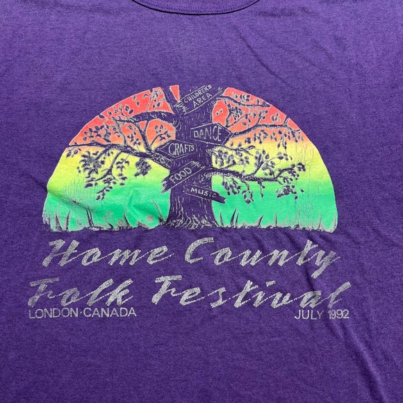 Vintage Home Country Folk Festival 1992 Nature Shirt Purple Thin Medium - Picture 2 of 9